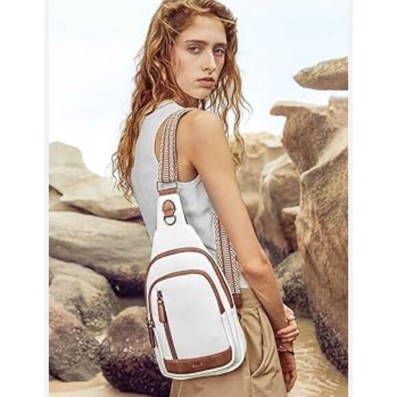 cluci backpack purse White Brown 10 X 8 - Picture 1 of 7